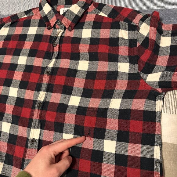 Croft & Barrow Casual Button Down Mens Large Red Plaid Rugged Flannel Shirt - Picture 6 of 6